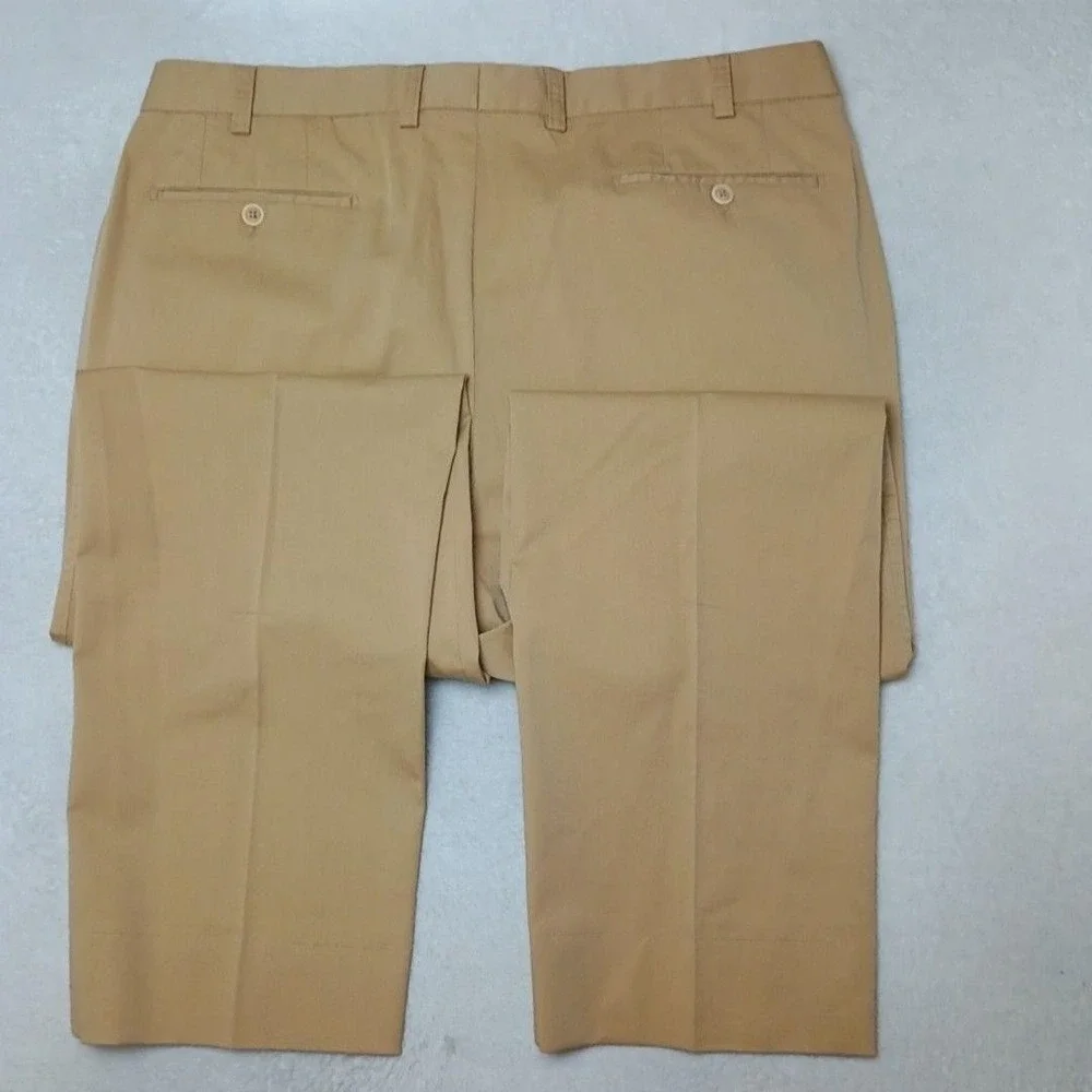 Paul Stuart Pants Men 38x30 Beige Dress Straight Flat Hartford Cotton Spandex